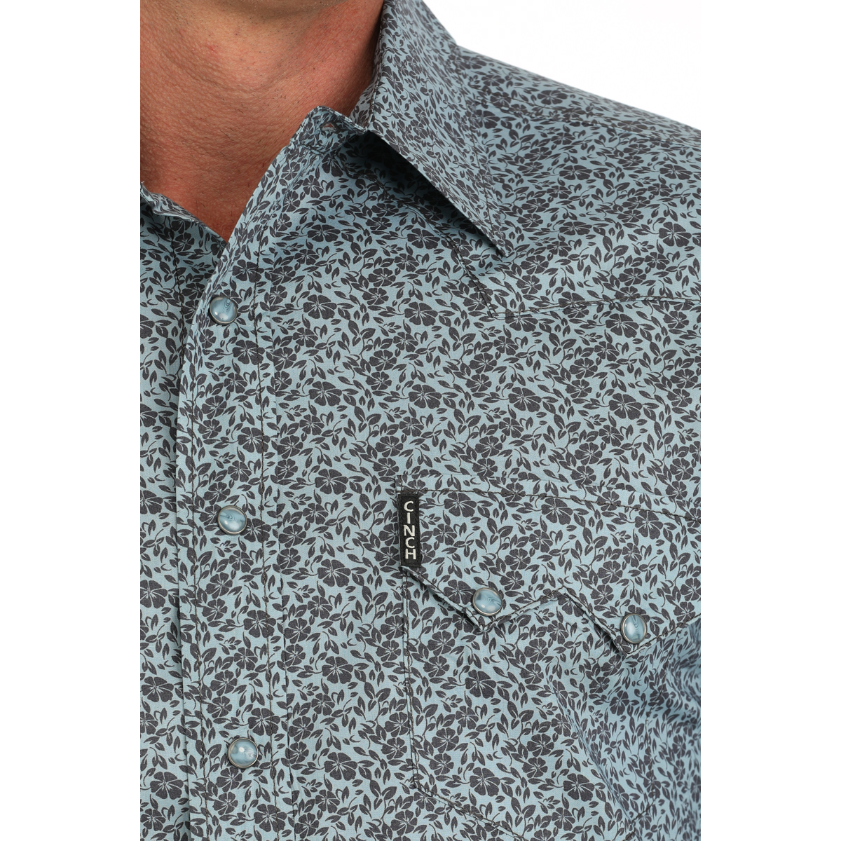 Cinch Men's Blue Modern Sawtooth Snap Button Down Western Shirt MTW1301083