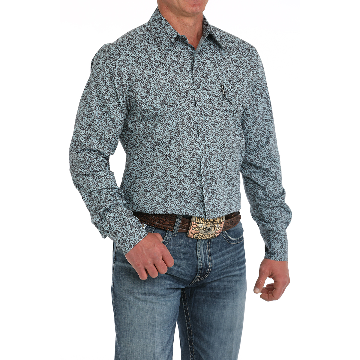 Cinch Men's Blue Modern Sawtooth Snap Button Down Western Shirt MTW1301083