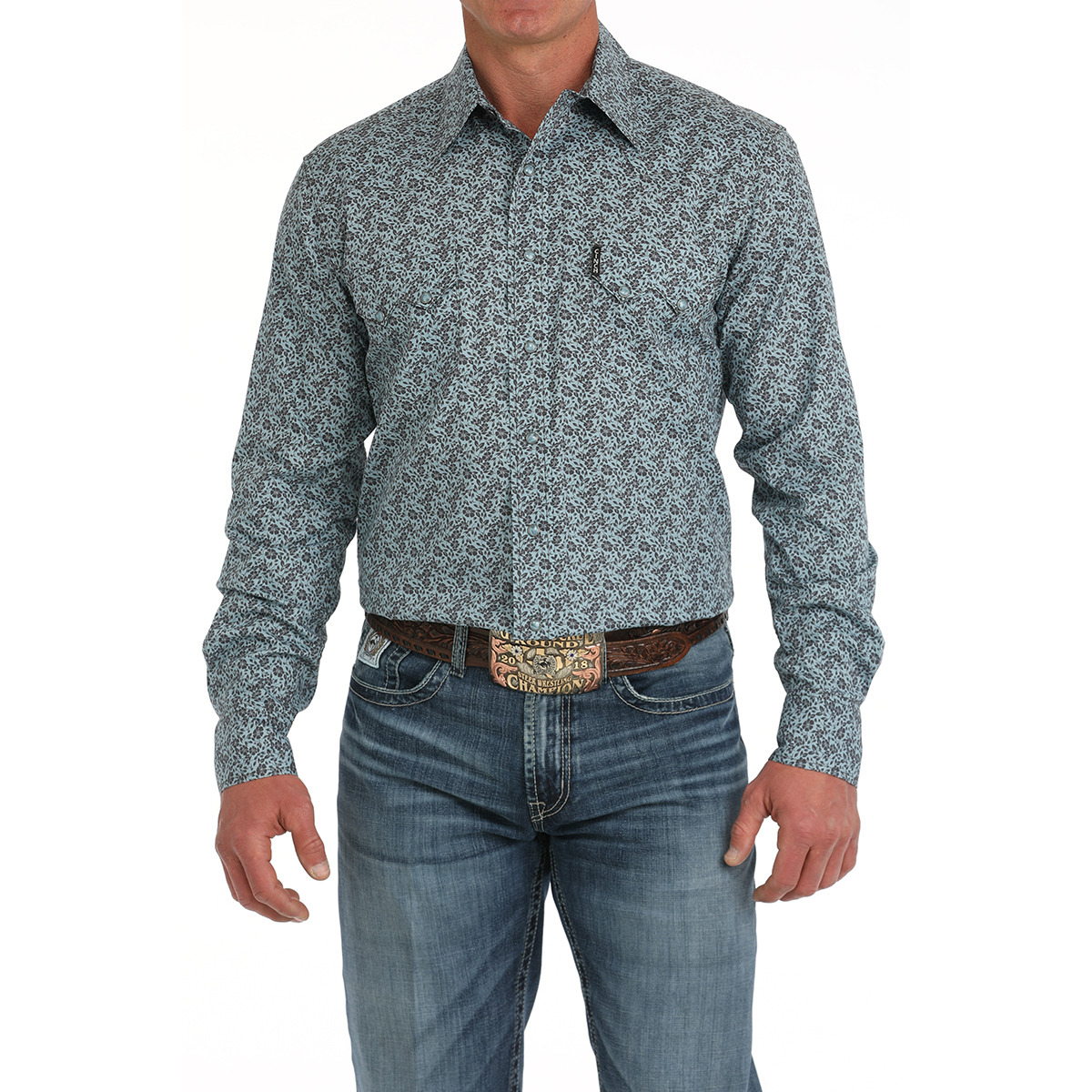 Cinch Men's Blue Modern Sawtooth Snap Button Down Western Shirt MTW1301083