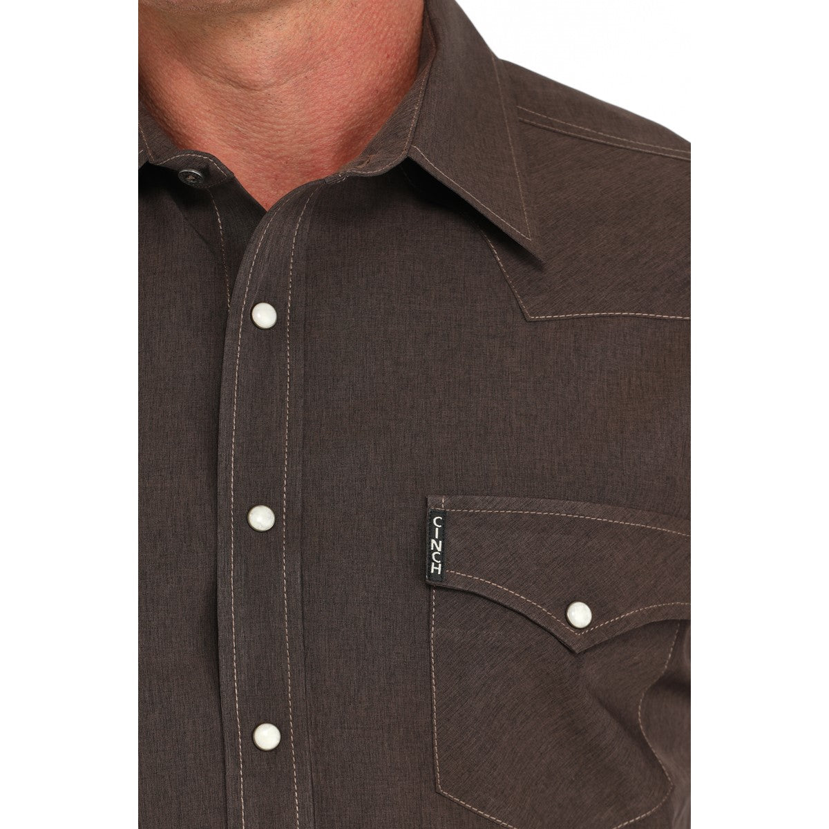Cinch Men's Brown Solid Modern Fit Button Down Shirt MTW1303083