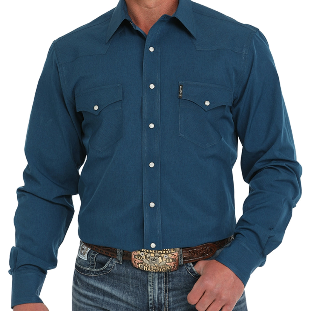 Cinch Men's Solid Modern Dark Blue Snap Shirt MTW1303085