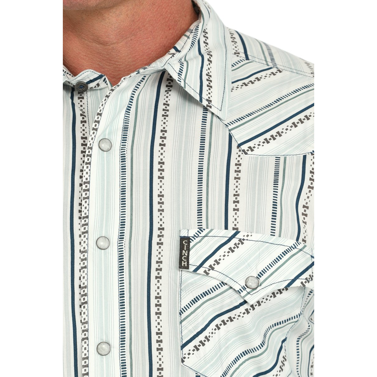 Cinch Men's White Modern Fit Stripe Snap Western Shirt MTW1303086