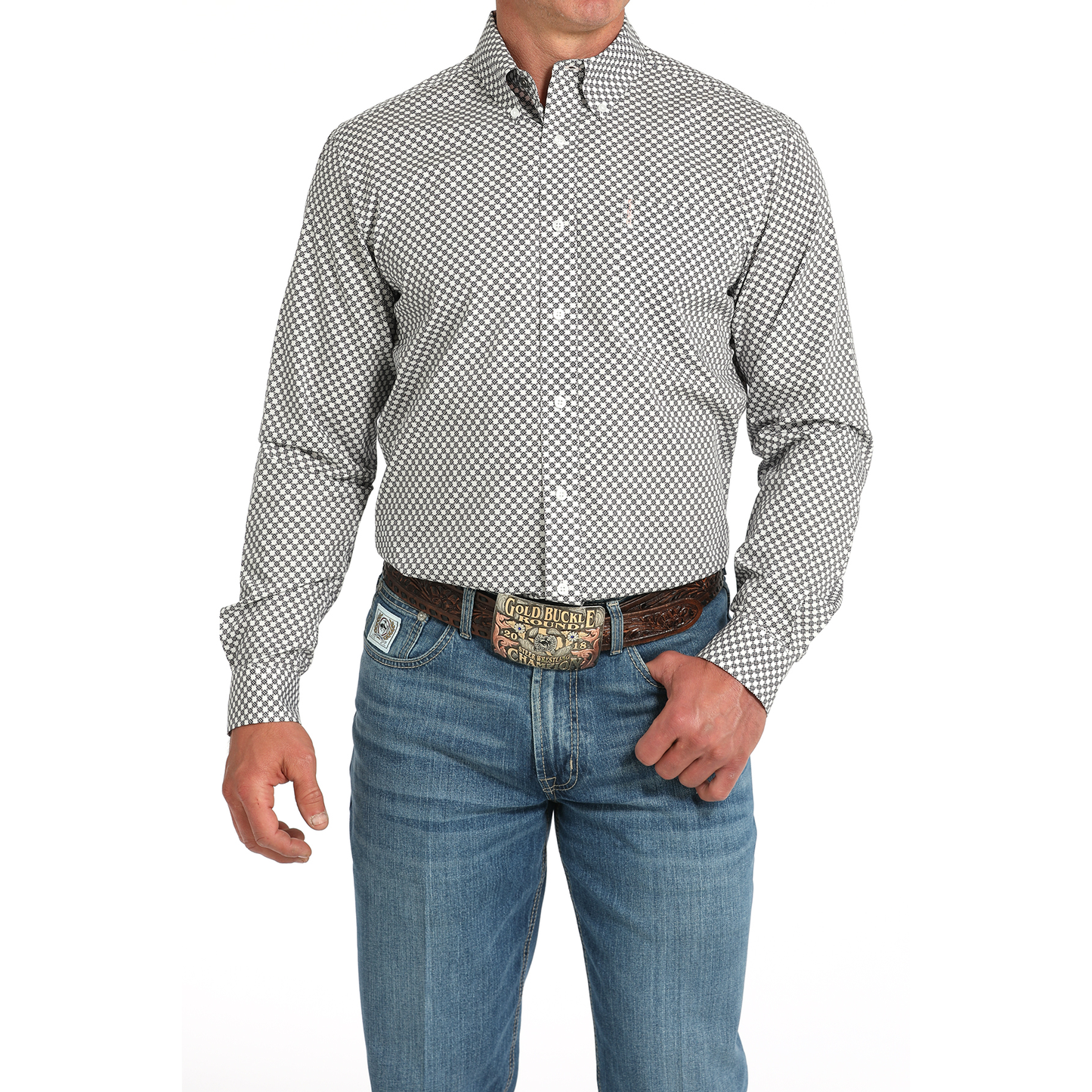 Cinch Men's Modern Square Print Western Button Down Shirt MTW1347129