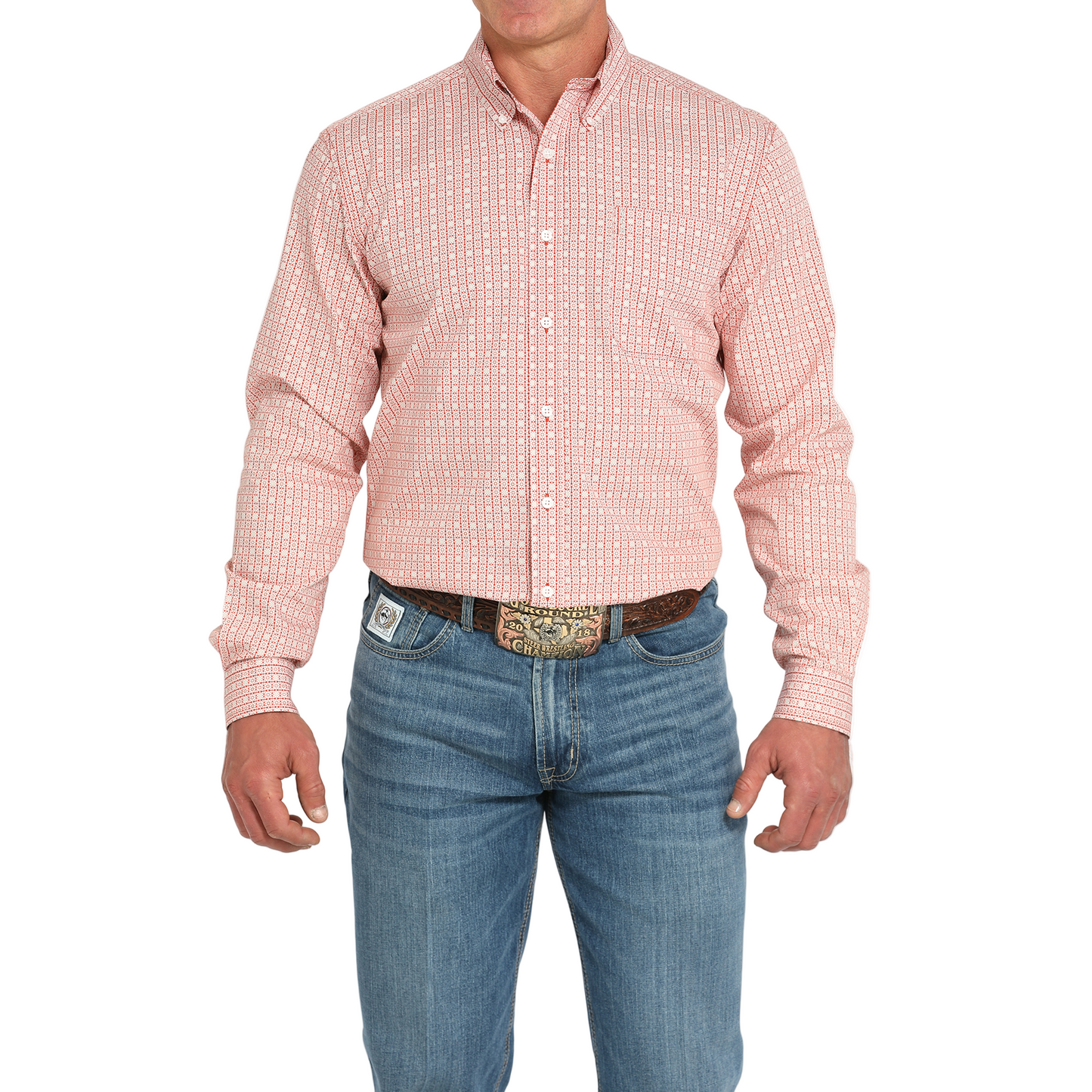 Cinch Men's Red Modern Print Button Down Shirt MTW1347134