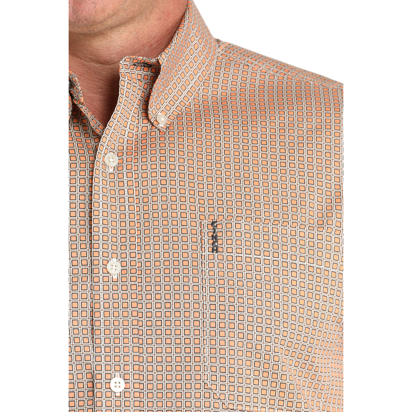 Cinch Men's Modern Geometric Printed Coral Button Down Shirt MTW1347135