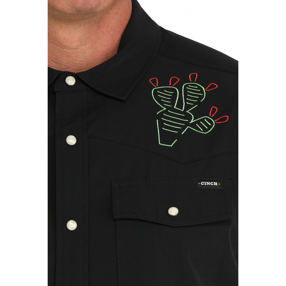 Cinch Men's Camp Short Sleeve Black Snap Button Down Shirt MTW1402006