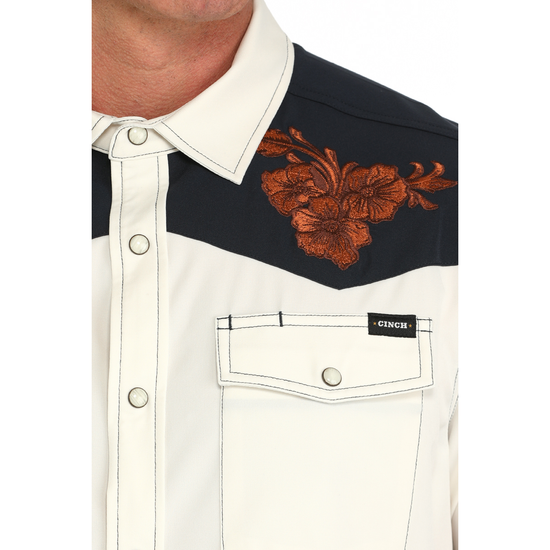 Cinch Men's Cream Retro Camp Snap Button Down Shirt MTW1402008