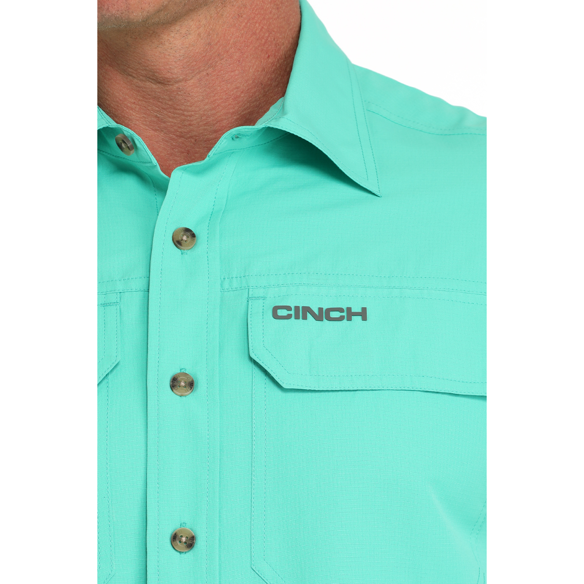 Cinch Men's Vented Solid Turquoise Button Down Shirt MTW1723001