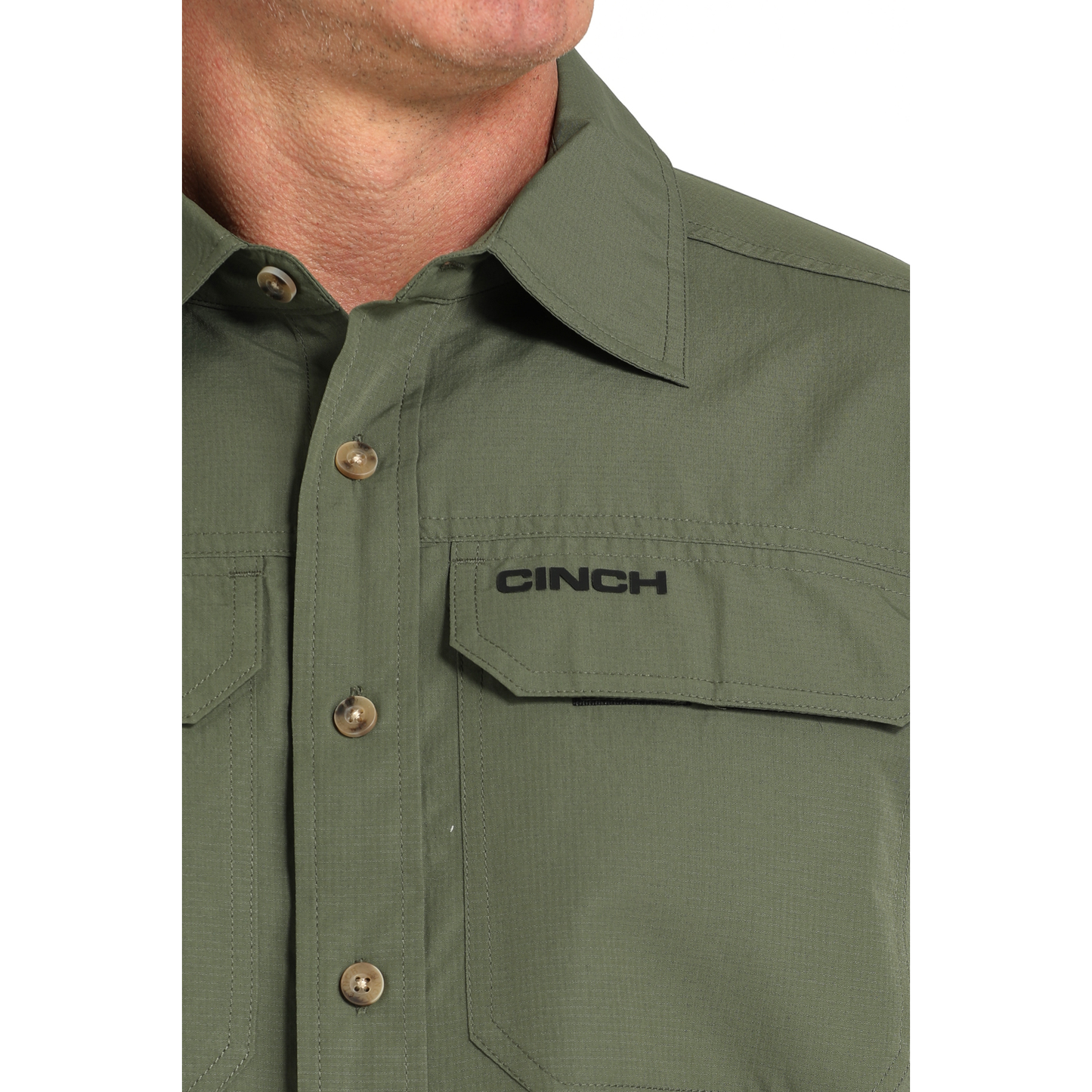 Cinch Men's Arenaflex Olive Green Button Down Shirt MTW1723003