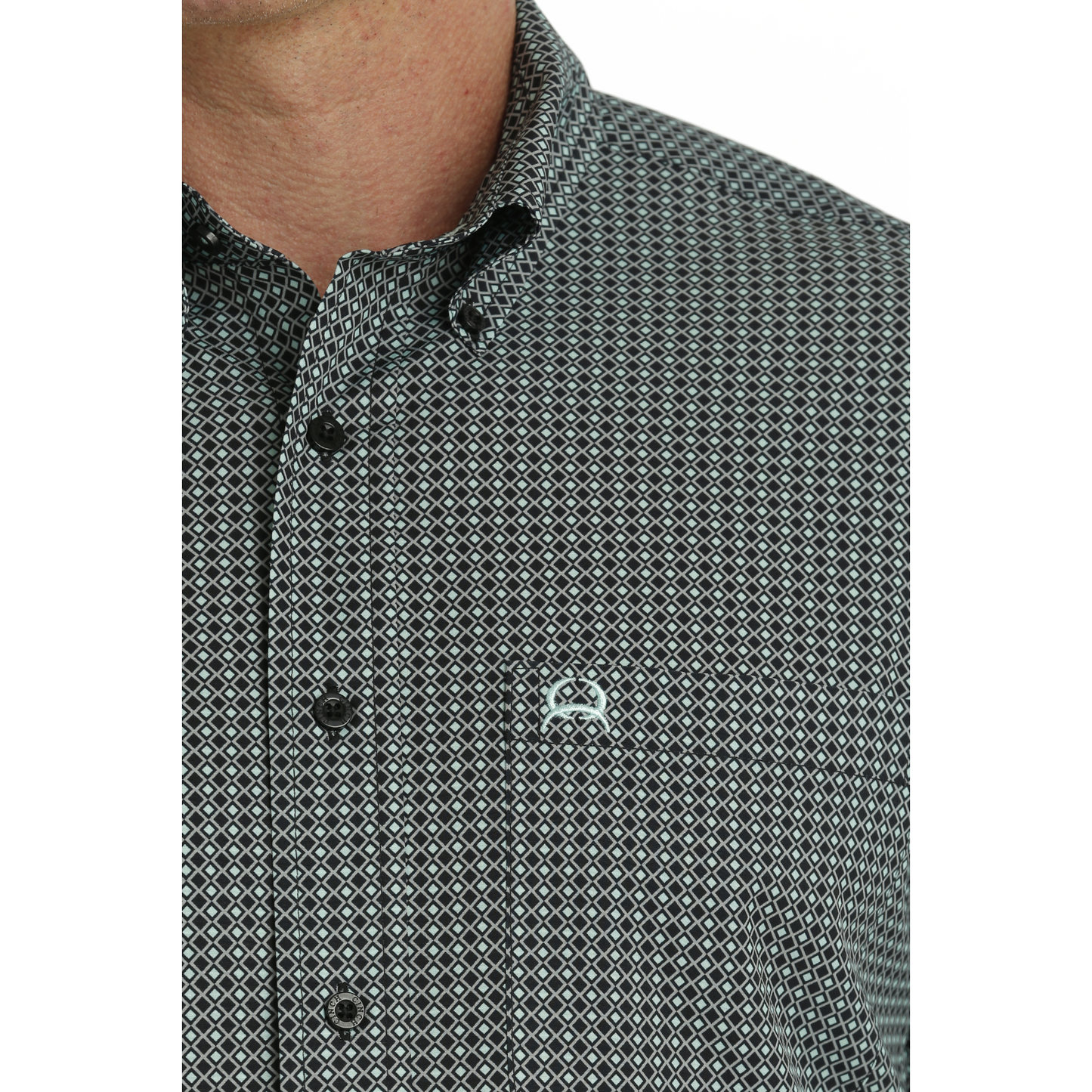 Cinch Men's Arena Flex Geometric Print Black Button Down Shirt MTW174128