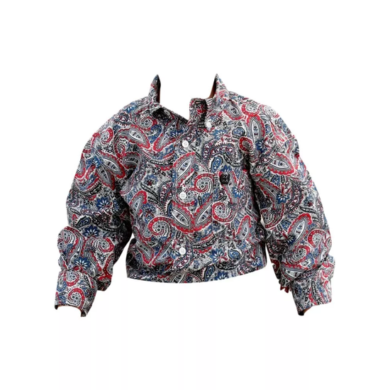 Cinch Youth Boy's Multicolor Paisley Print Button Down Shirt MTW7060346