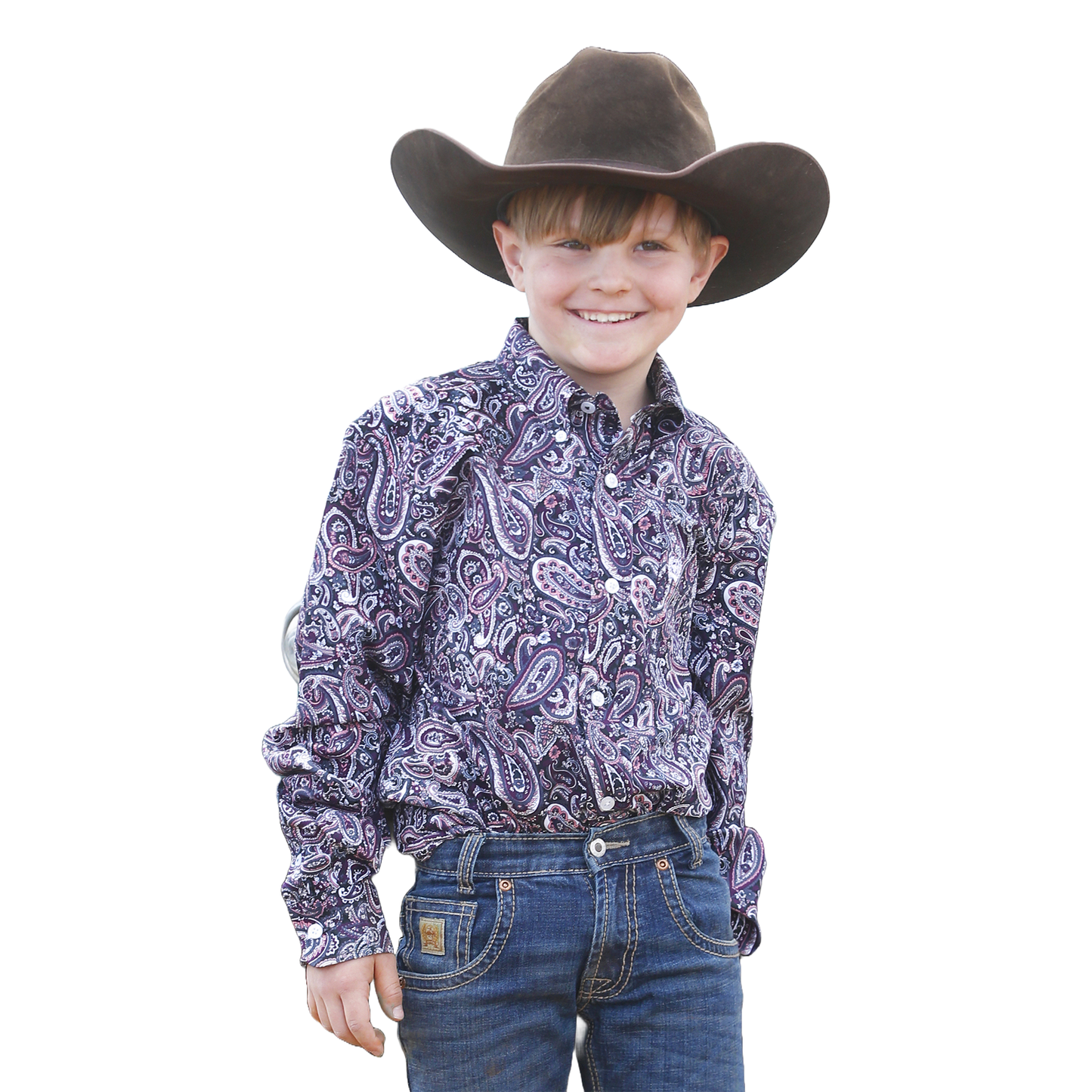 Cinch Youth Boy's Multicolor Paisley Print Button Down Shirt MTW7060378