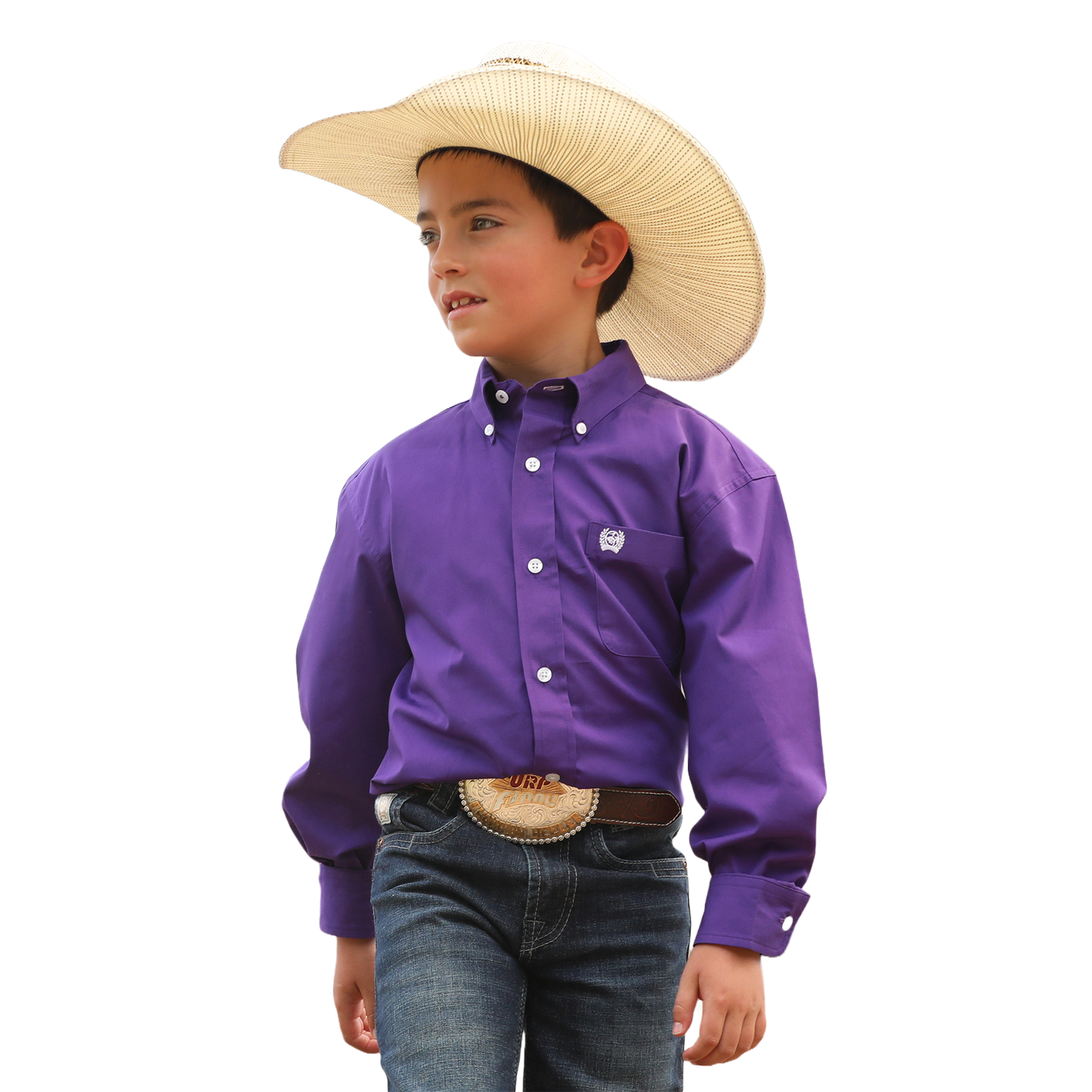 Cinch Youth Boy's Solid Purple Button Down Shirt MTW7060381