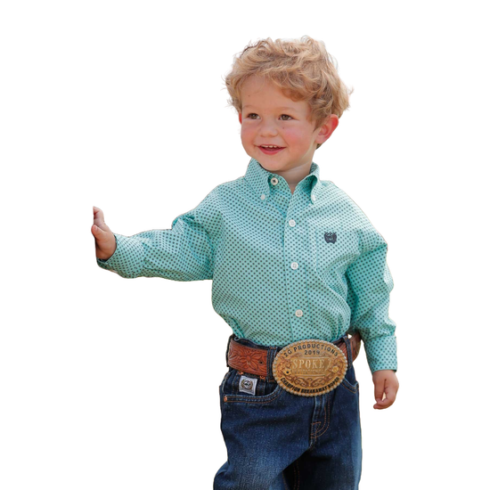 Cinch Toddler Boy's Print Light Blue Button Down Shirt MTW7061343