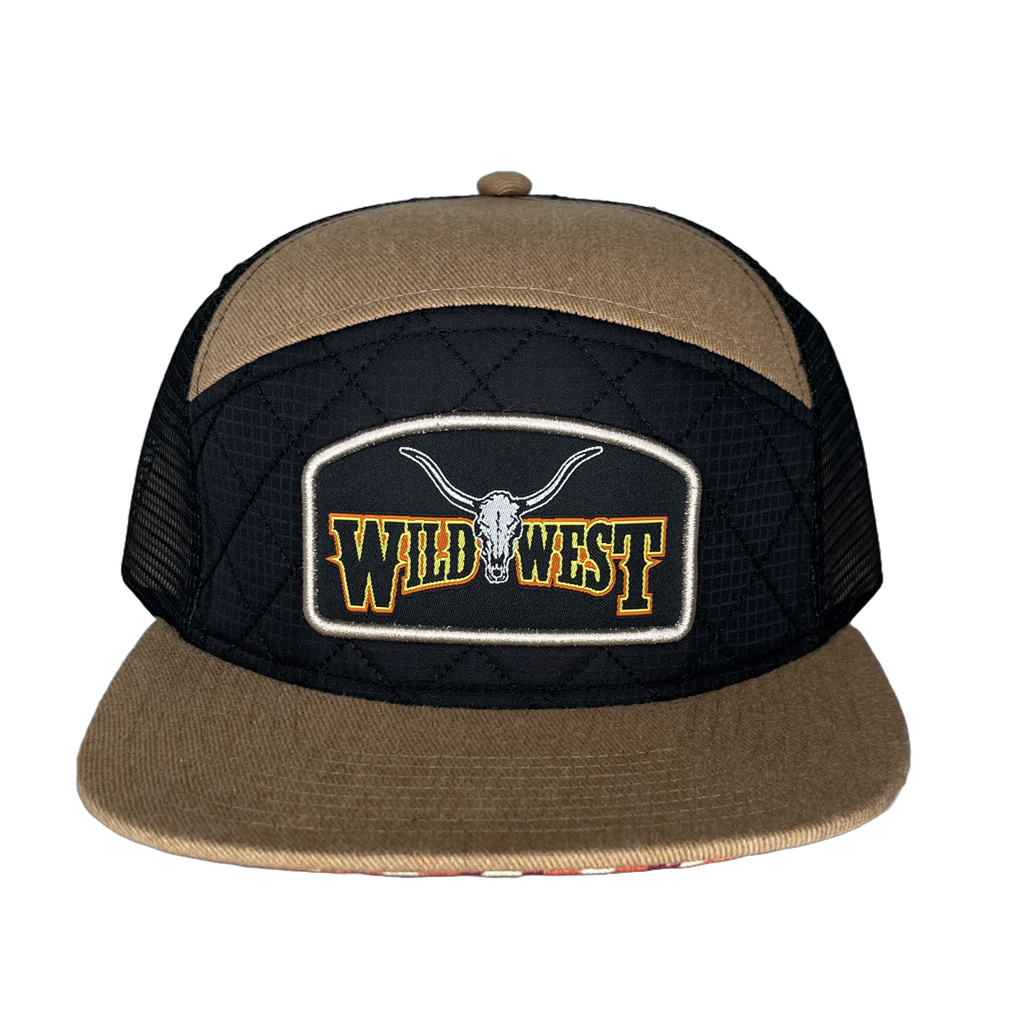Wild West Logo Graphic Black & Khaki Trucker Cap MV3093-BLK