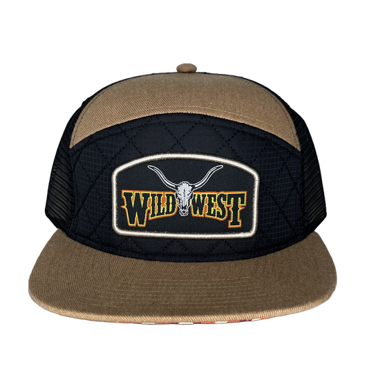 Wild West Logo Graphic Black & Khaki Trucker Cap MV3093-BLK