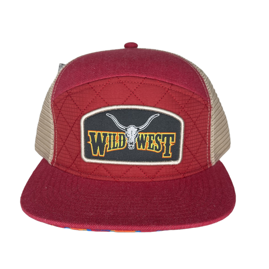 Wild West Logo Graphic Crimson Red Trucker Cap MV3093-RD