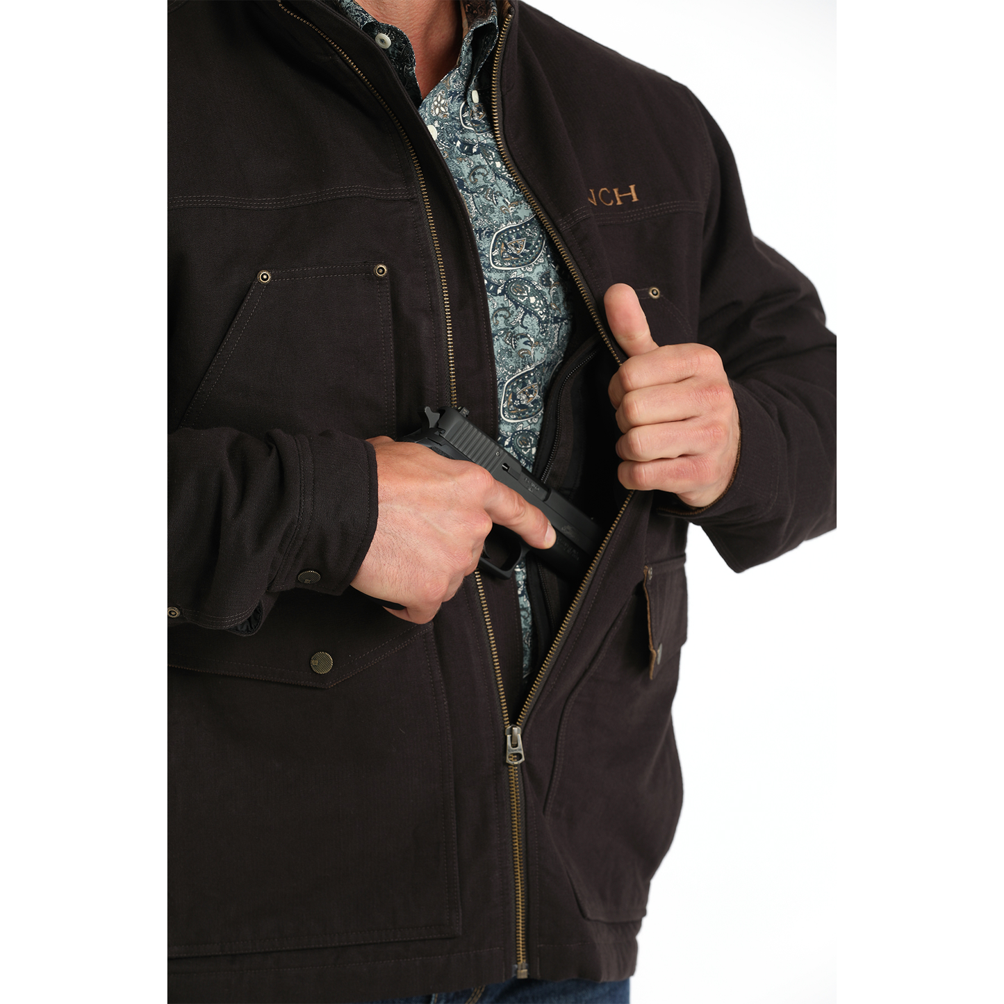 Cinch Men's Concealed Carry Canvas Brown Jacket MWJ1068004