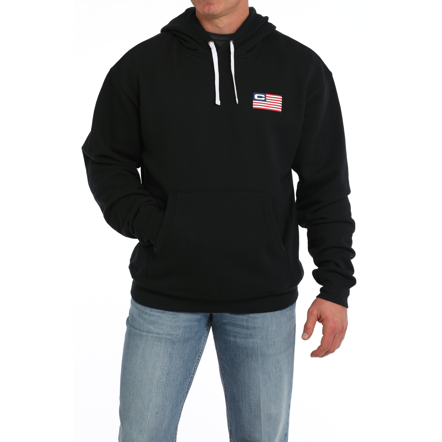 Cinch Men's Throwback Varsity 3D Logo Black Pullover Hoodie MWK1185023