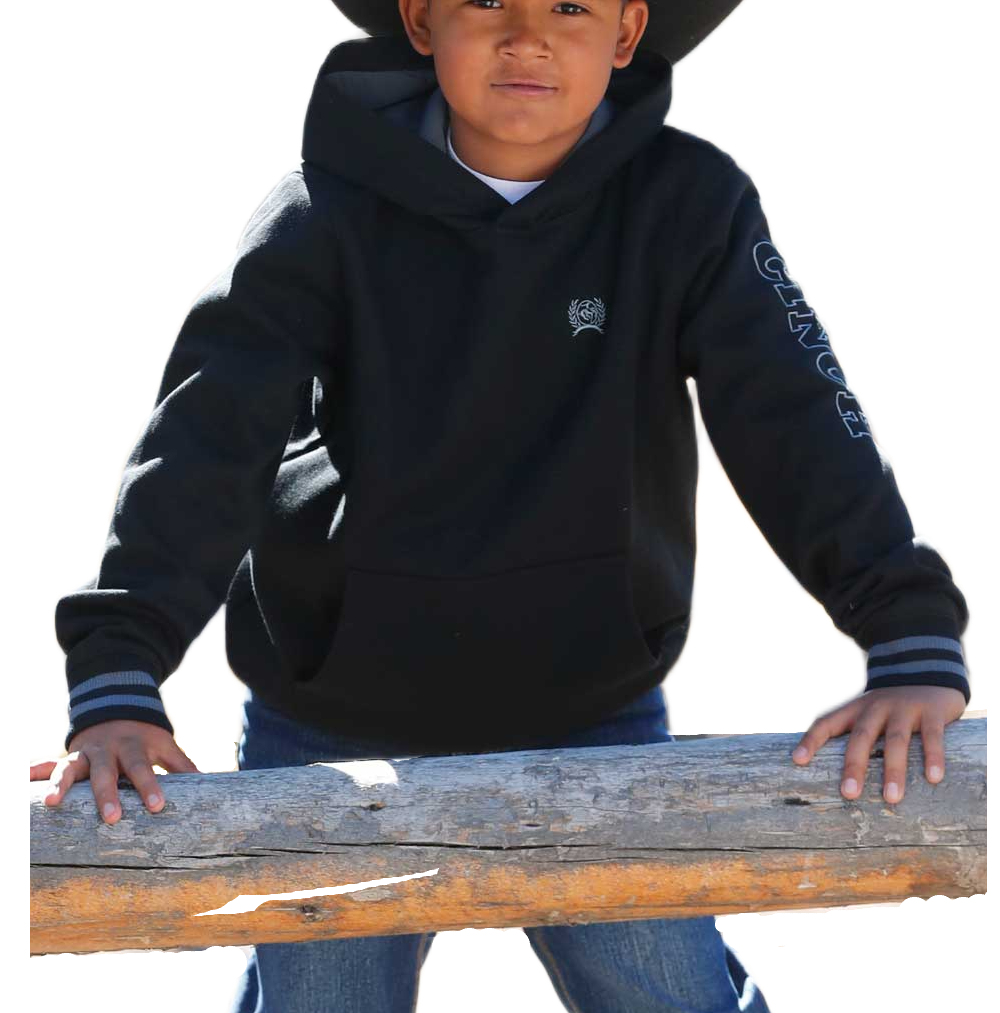 Cinch Youth Boy's Black Fleece Pullover Hoodie MWK7510010
