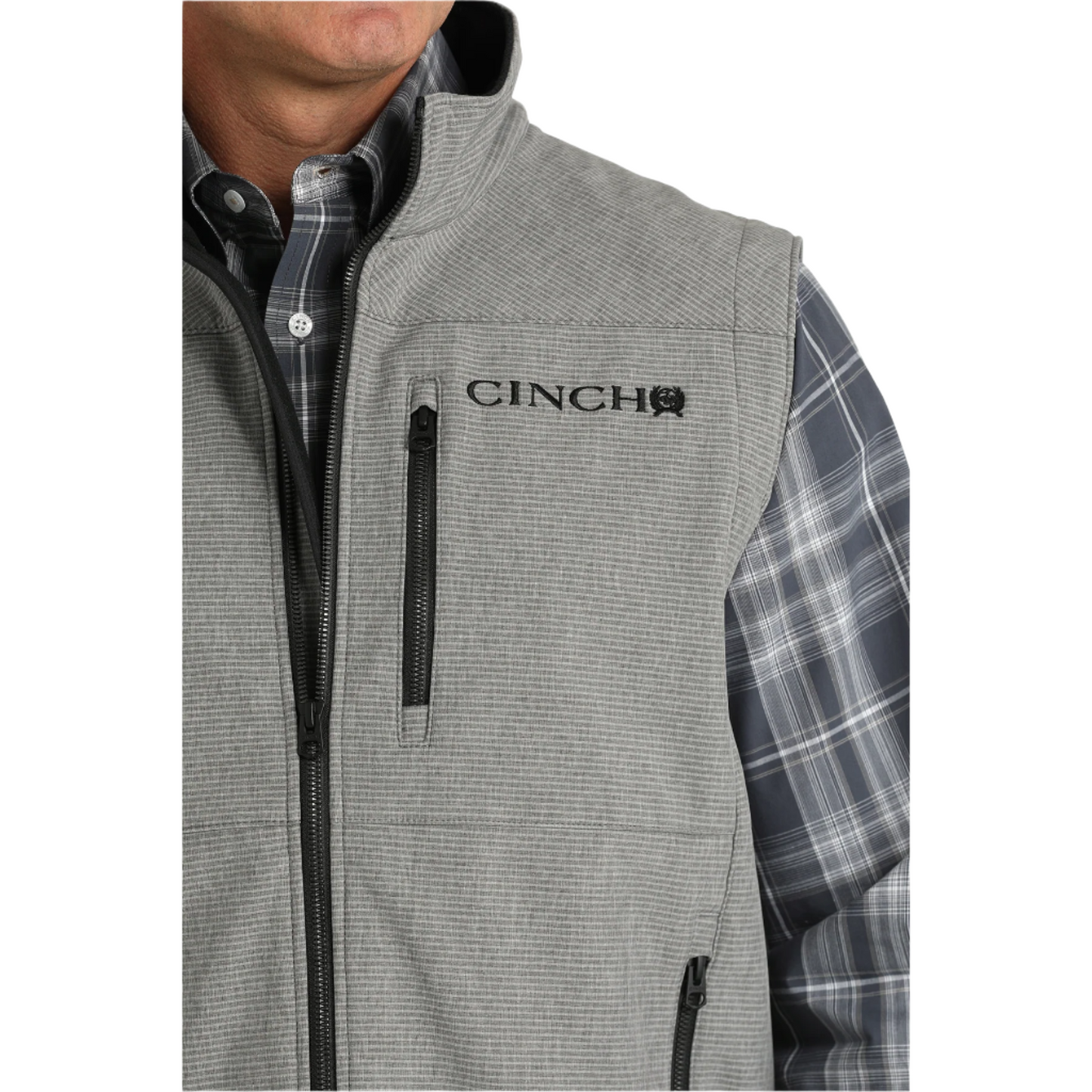 Cinch Men's Grey Striped Bonded Vest MWV1515023