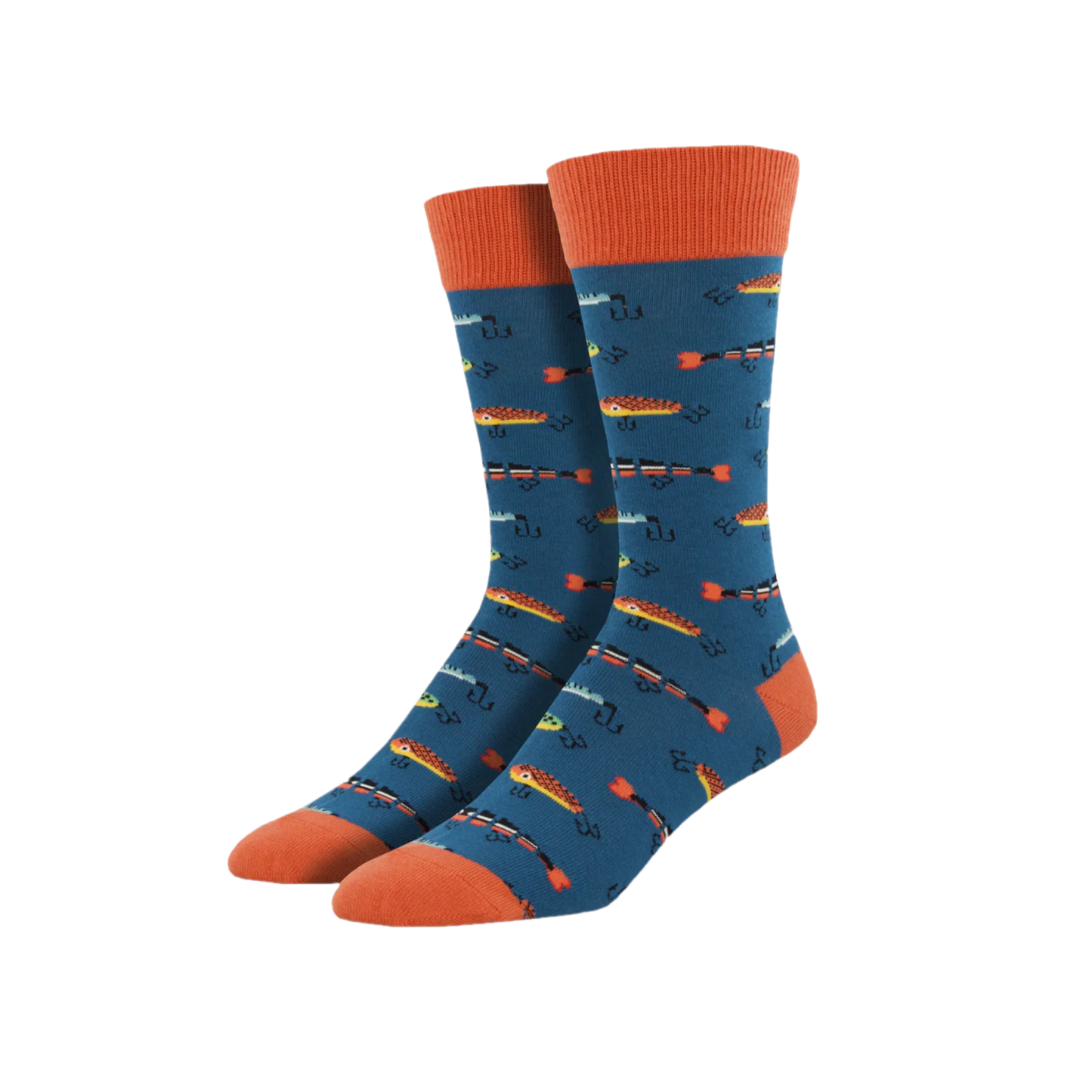 SockSmith® Men's Just Fishin' Steel Blue Crew Socks MNC661-STB