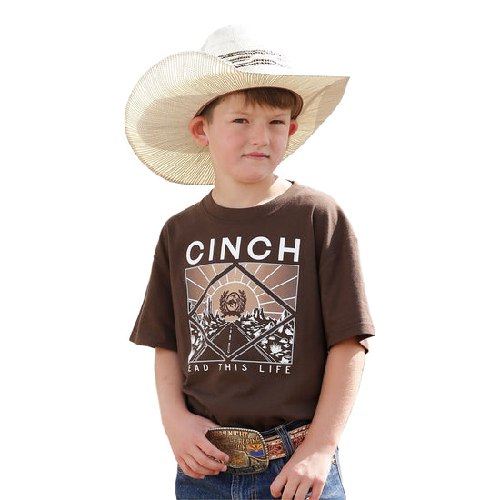 Cinch® Youth Boy's Brown "Lead This Life" Graphic T-Shirt MTT7670127