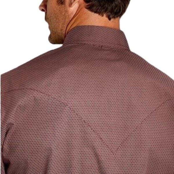 Stetson Men's Wine Long Sleeve Poplin Print Shirt 11-001-0425-1004 WI