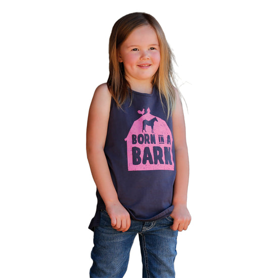 Cruel Girl® Youth Girl's Navy & Pink Barn Graphic Tank Top CTK8670001