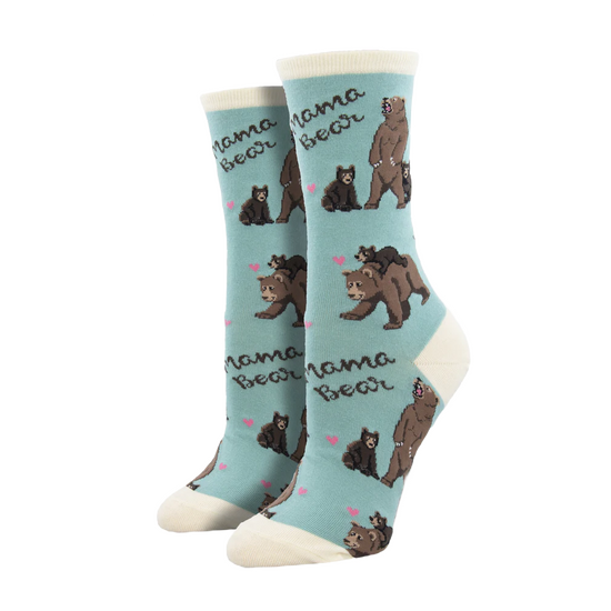 SockSmith Ladies Mama Bear Teal Crew Socks WNC2380-TEA