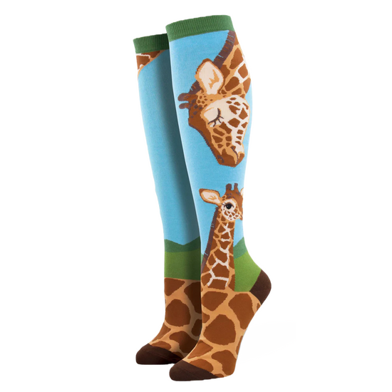 SockSmith Ladies Loving Giraffes Knee High Blue Socks WNH2523-BLU