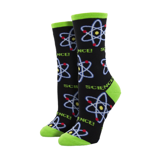 SockSmith Ladies Lemme Atom Black Crew Socks WNC2403-BLK