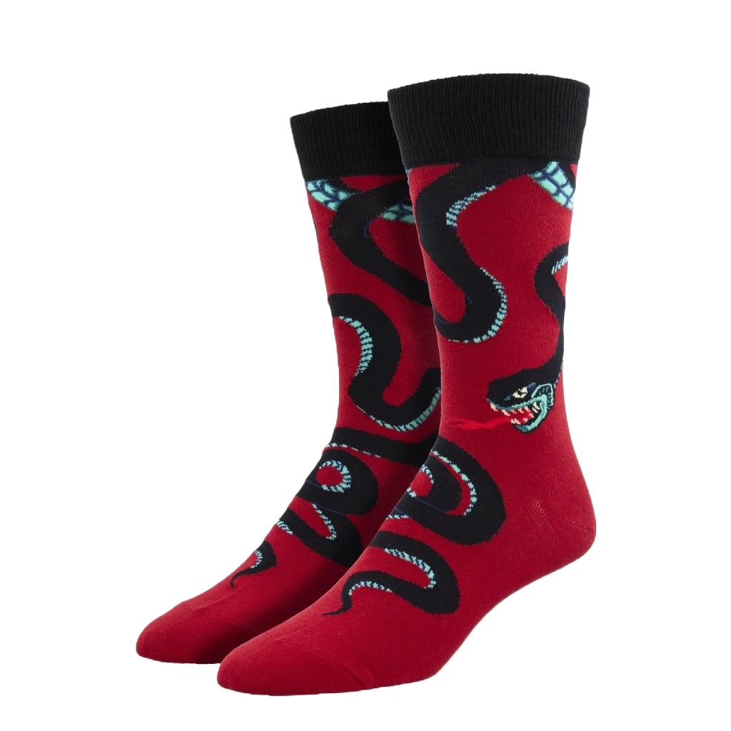 SockSmith Men's Slither Me Timbers Red Crew Socks MNC2451-RED