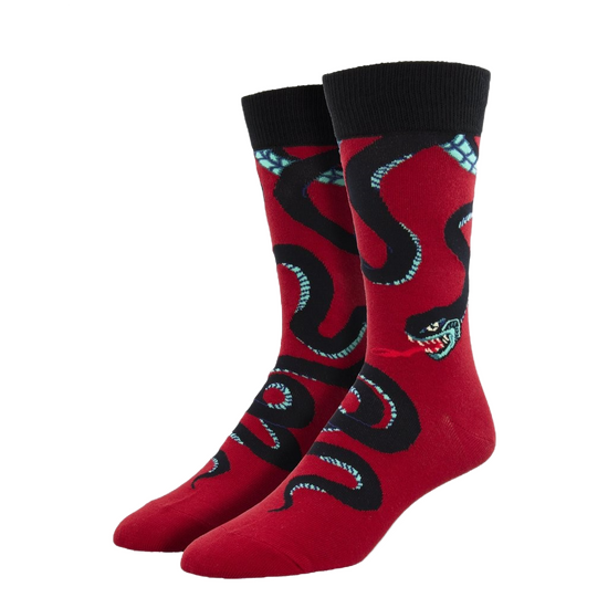 SockSmith Men's Slither Me Timbers Red Crew Socks MNC2451-RED