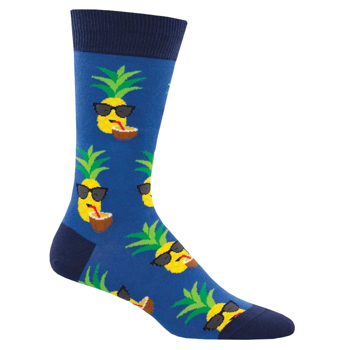 SockSmith Men's Aloha Pineapple Blue Crew Socks MNC2240-BLU