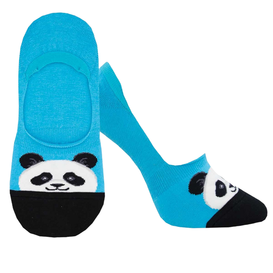 SockSmith Ladies Panda Blue Cotton Liner Socks WNL2307-BLU