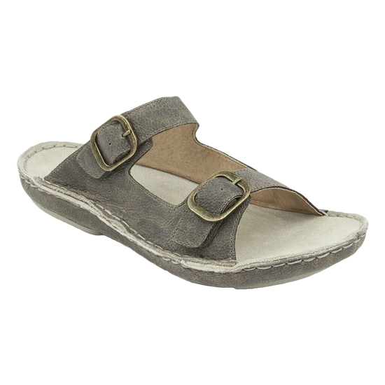 Tamarindo® Men's Discovery Pebble Grey Leather Slide Sandals MTDS003