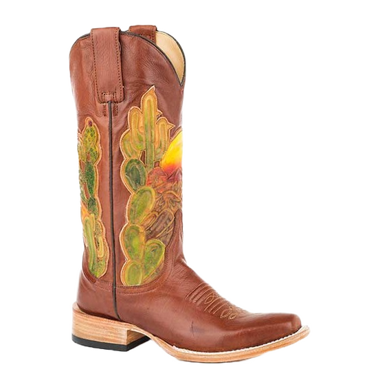 Stetson Ladies Goldie Square Cactus Brown Boots 12-021-8601-1325