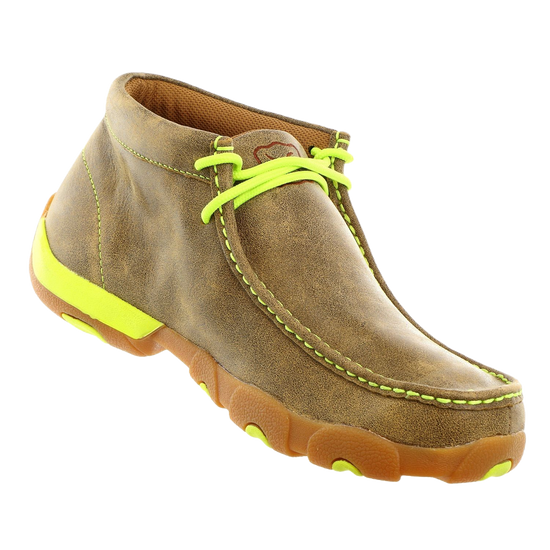 Twisted X Men's Brown Bomber/Neon Yellow Driving Mocs MDM0026