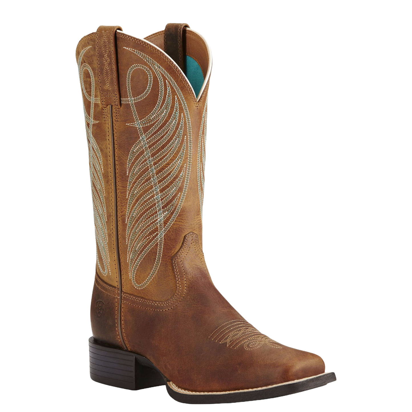Ariat Ladies Round Up Wide Square Toe Powder Brown Boots 10018528