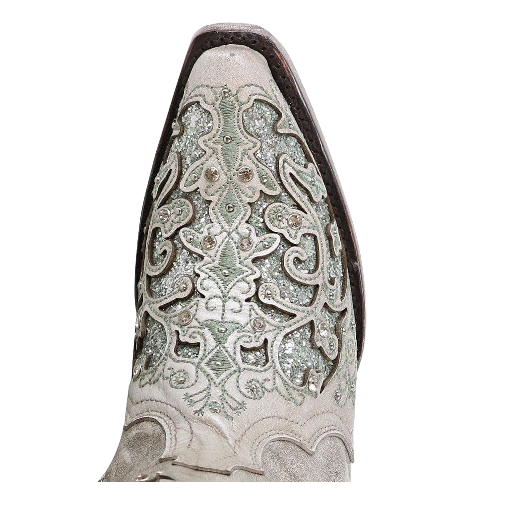 Corral Ladies Martina Green White Glitter Crystals Wedding Boots A3321