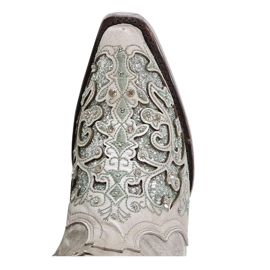 Corral Ladies Martina Green White Glitter Crystals Wedding Boots A3321