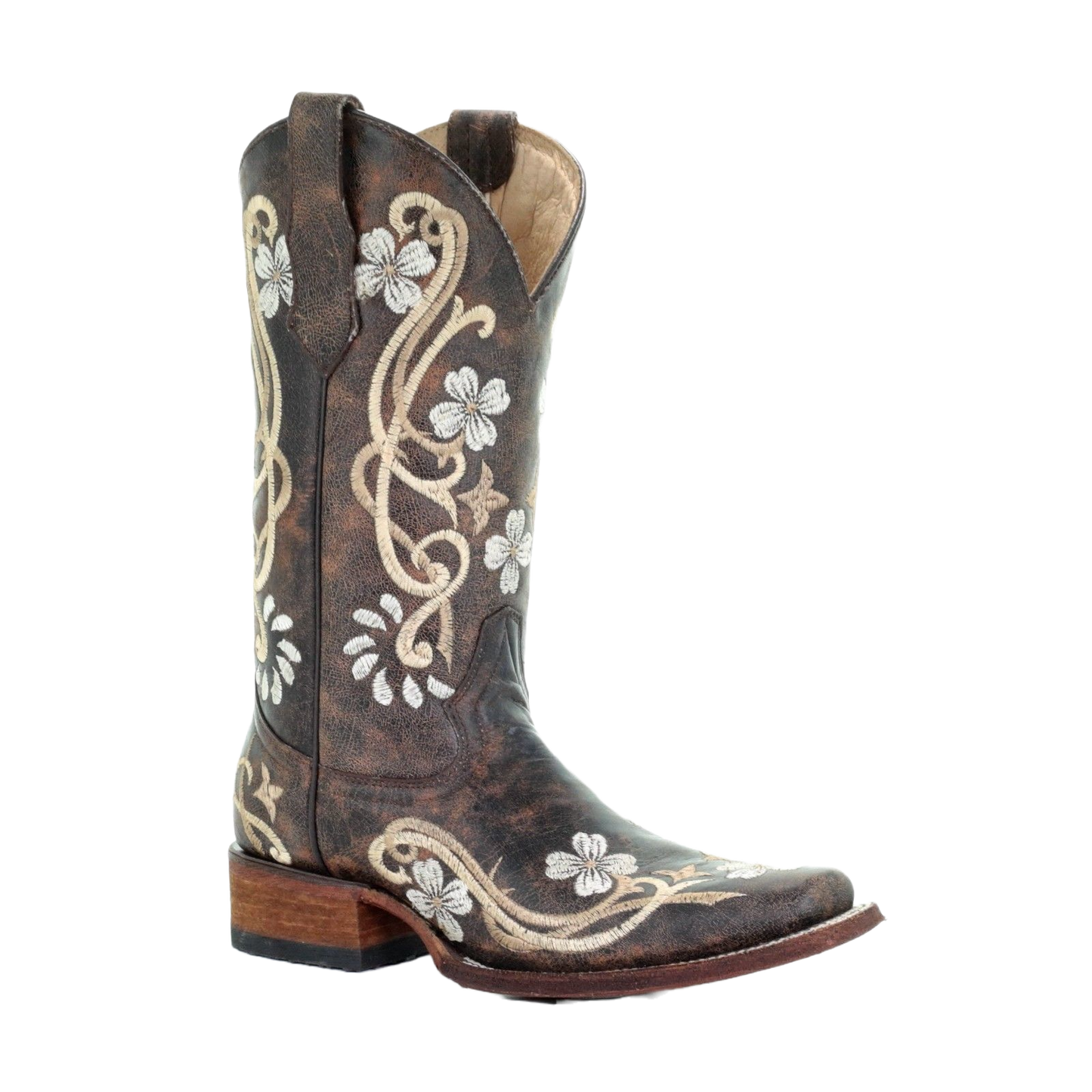 Circle G By Corral Ladies Shedron/Beige Floral Embroidered Boots L5270