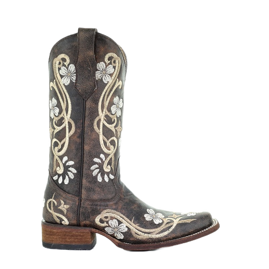 Circle G By Corral Ladies Shedron/Beige Floral Embroidered Boots L5270