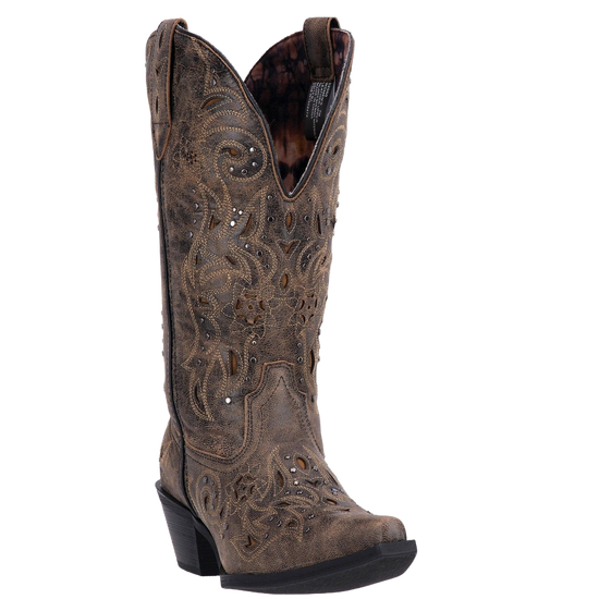 Laredo Ladies Vanessa Black/Tan Studded Western Boots 52050