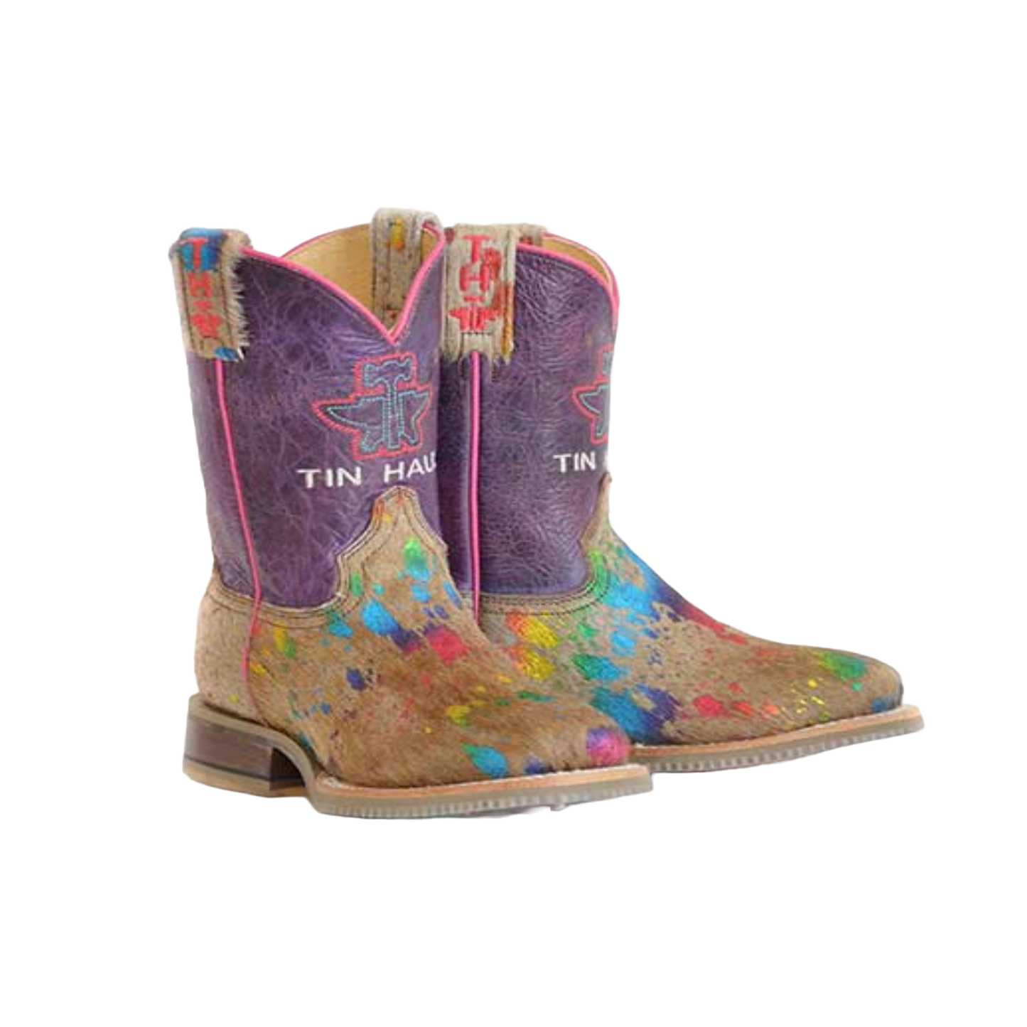 Tin Haul® Girl's Colorful Cattle Sole Square Toe Boots 14-018-0077-0873