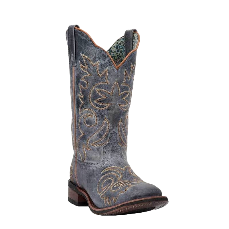 Load image into Gallery viewer, Laredo Ladies Ella Navy Embroidered Square Toe Western Boots 5676
