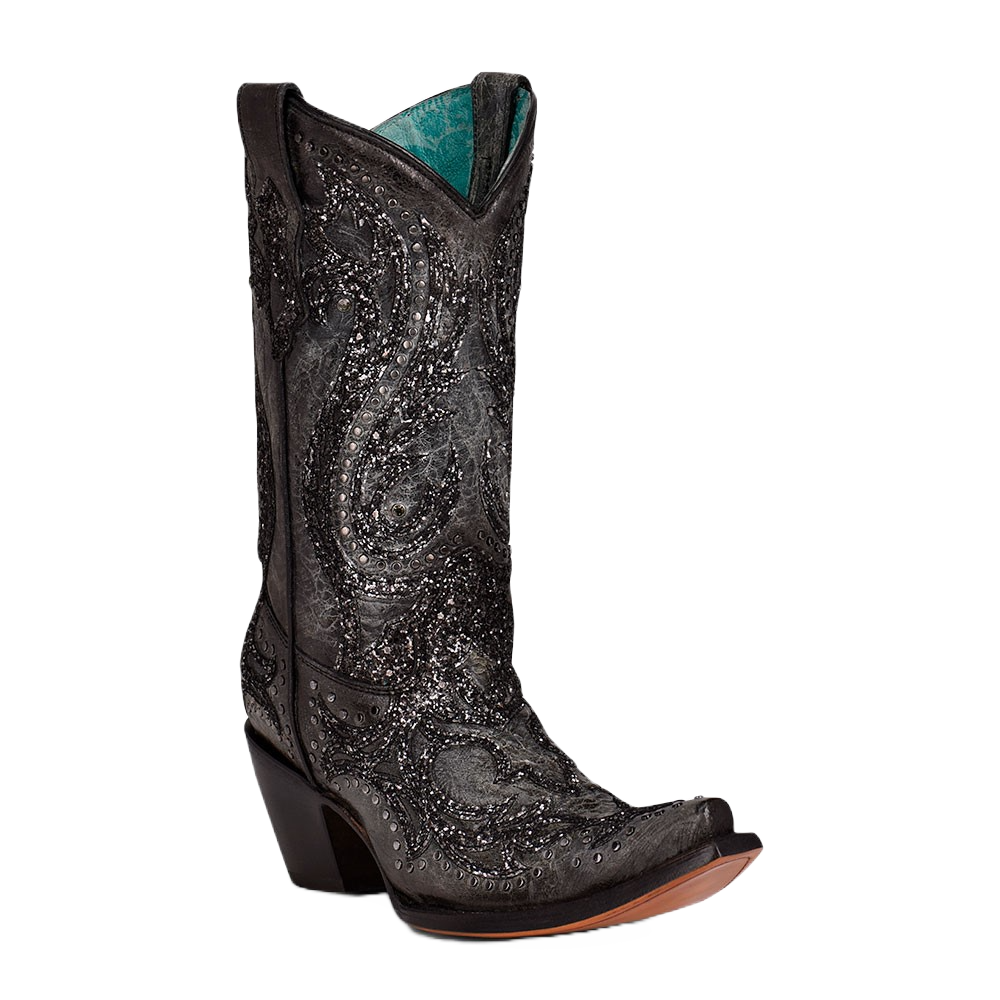 Corral Ladies Black Stud & Crystal Overlay Western Boots C3826