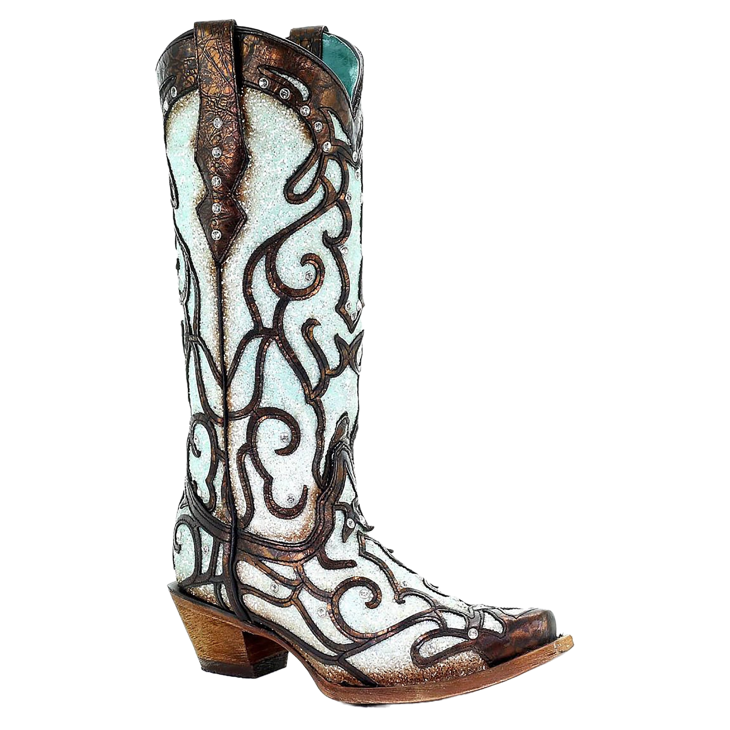 Corral Ladies Sky Blue Inlay and Studded Western Boots C3460