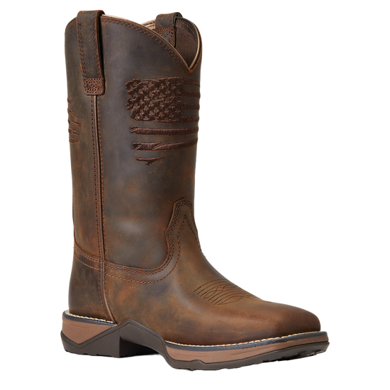 Ariat® Ladies Anthem Patriot Distressed Brown Square Toe Boots 10040271